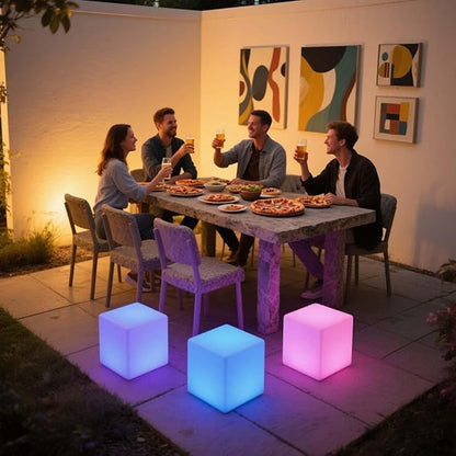 8-in Solar Cube Light Outdoor Waterproof, 16 Colors Illuminate Cube Floor Lamp, Dimmable Glowing