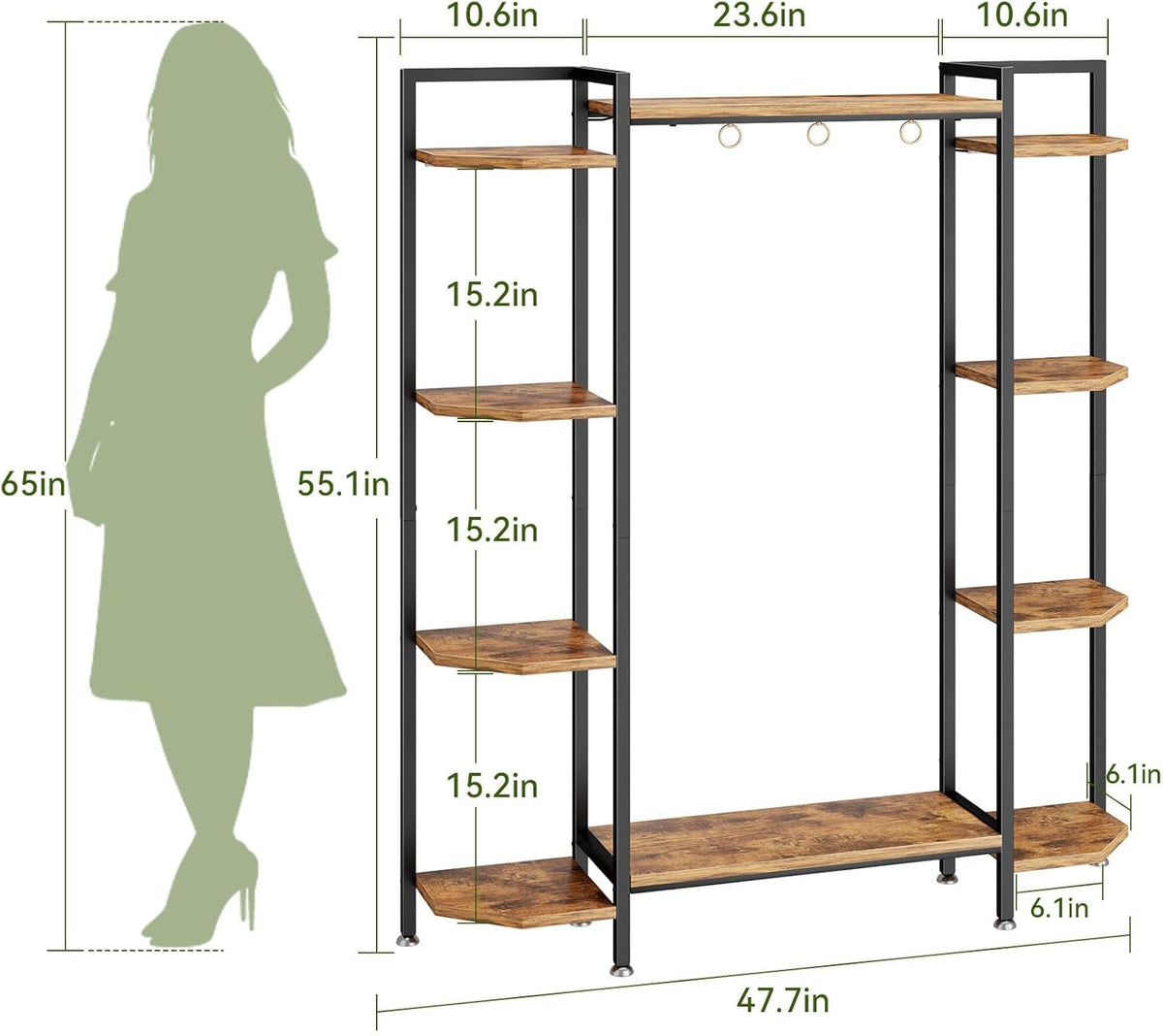 C1 Plant Stand Indoor with 6 Grow Lights, 6 Tiered Large Metal Plant Stand, 55 Inches Tall Plant