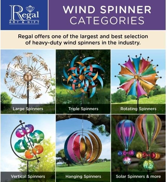 Regal Art & Gift Copper Petals Wind Spinner – Metal Yard Decorations Outdoor | Kinetic Garden