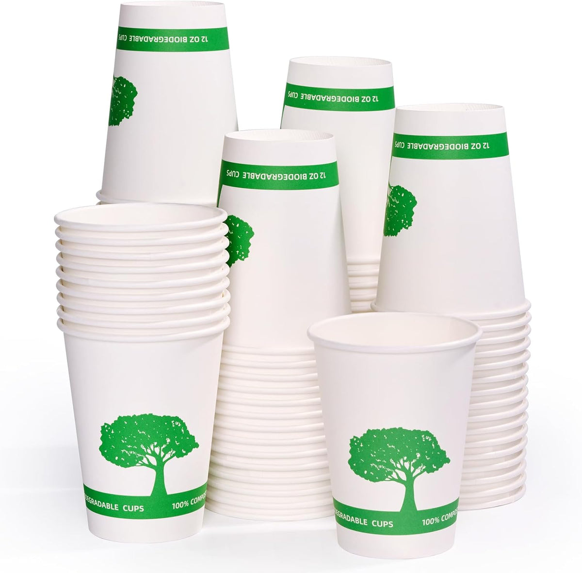 Vplus 270 Pack Compostable Paper Cups, 12 oz Biodegradable Disposable Paper Coffee Cups