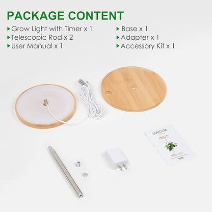 LORDEM Bamboo Grow Light, LED Plant Light for Indoor Plants Growing, Full Spectrum Bamboo Desk