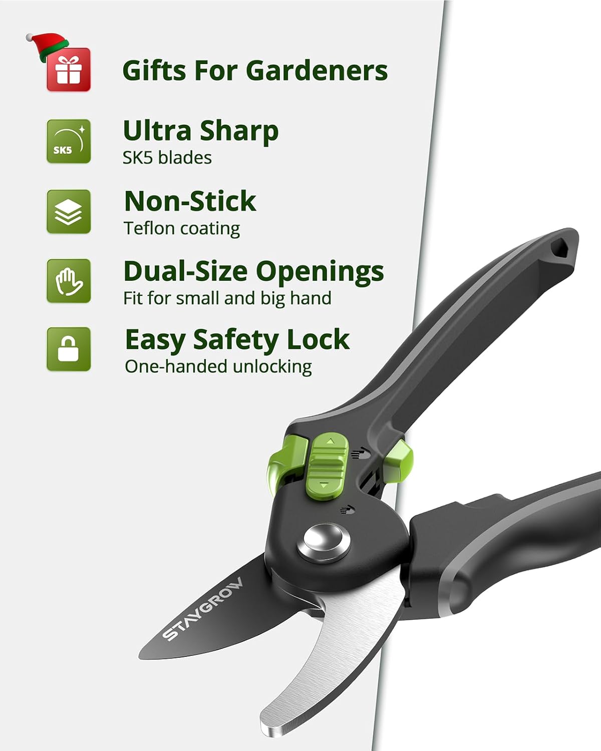 Pruning Shears for Gardening - 8.5" SK5 Garden Shears Cuts 10000+ Times Staying Sharp - Garden