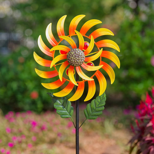 Viveta Wind Spinners for Yard and Garden, Sunflower Metal Wind Spinners,57 * 13 Inch Wind Sculpture