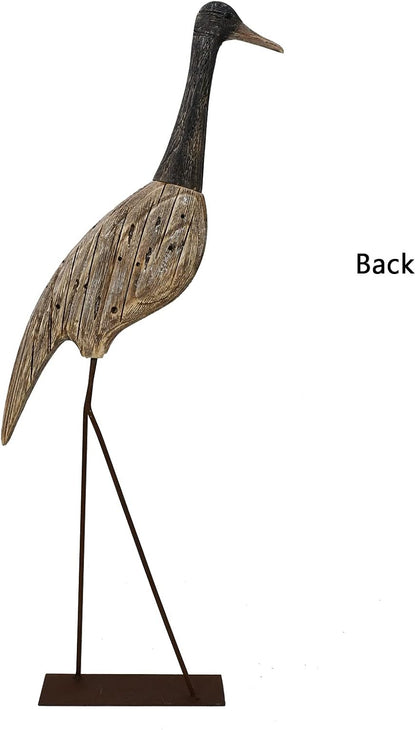 Morning View Wooden Crane Decor Wood Sea Birds Statue Bird Figurines Seabird Statue Standing Cranes