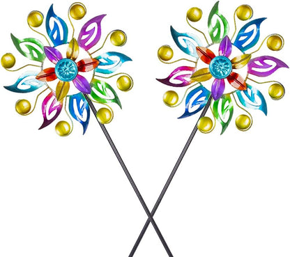 DREAMYSOUL 2 Packs Wind Spinners for Yard and Garden, Colorful Pinwheel Metal Wind Sculpture