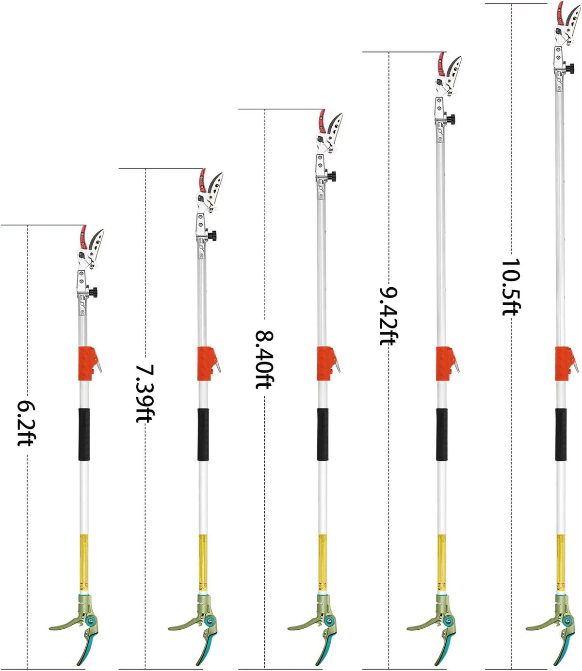 Extendable Tree Cutter, 6.23-10.5 FT Telescopic Pole Pruner, Lightweight Aluminum Handle