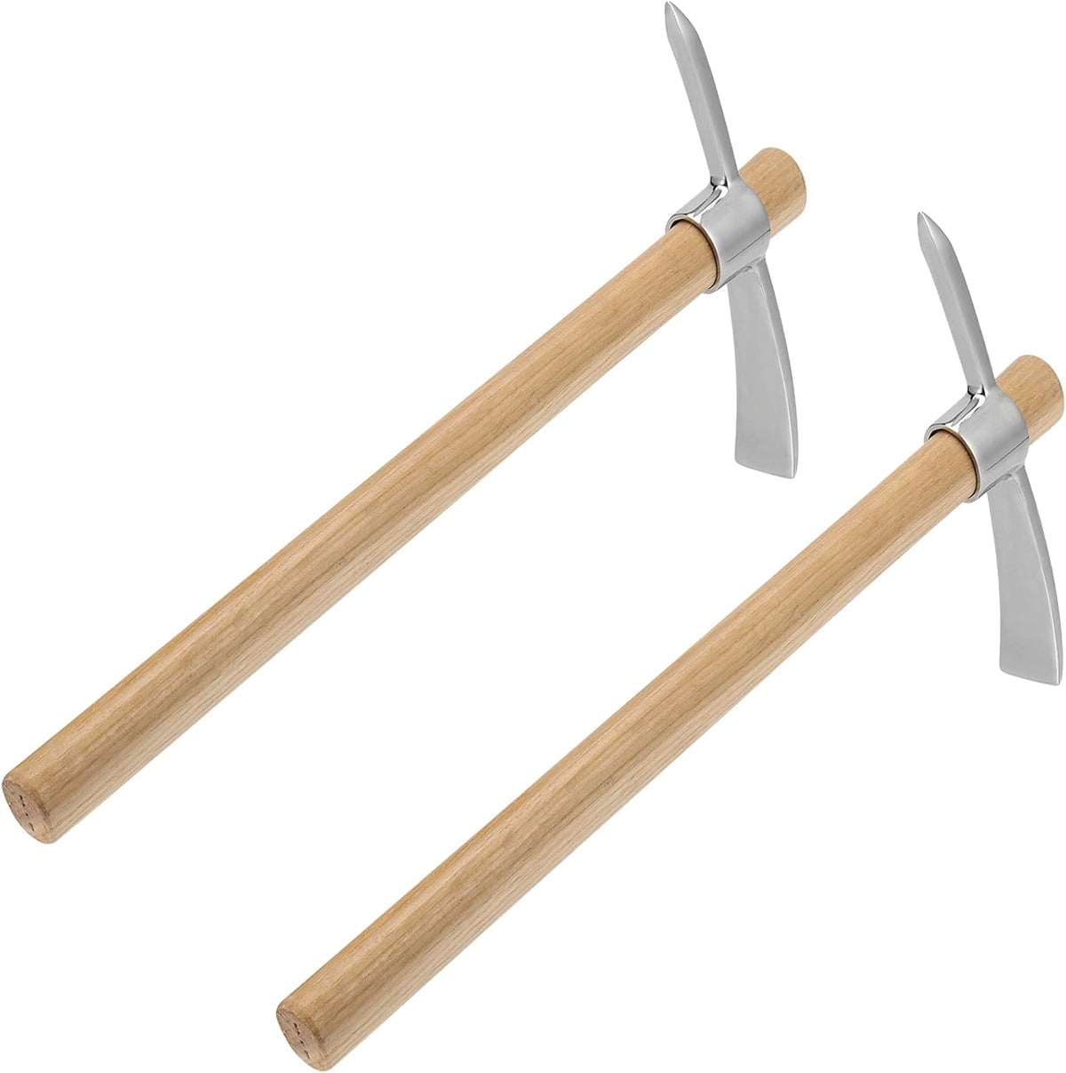 2 Pack 16 Inch Garden Pick Axe, Stainless Steel Hoe with Hardwood Handle, Pick Mattock Hoe, Mattock