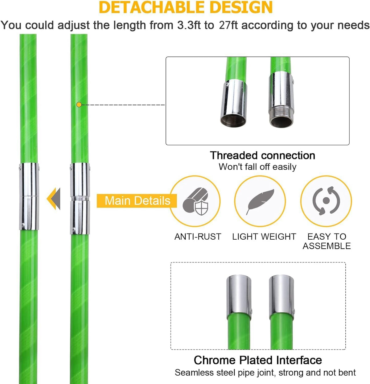 27 Feet Tree Pole Pruner Manual Branches Trimmer Tree Branch Garden Tools Loppers Hand Pole Saws