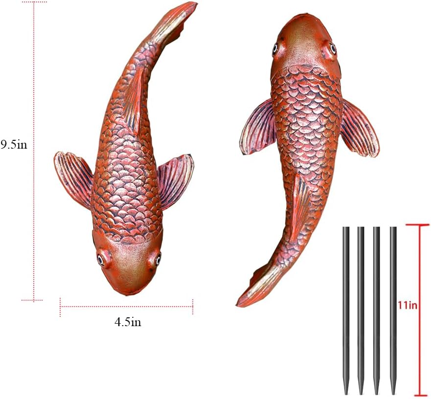 Antique Ceramic Koi Fish Garden Statues - Set of 2 | Exquisite Fish Sculptures for Outdoor, Patio