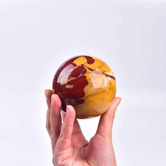 JIC Gem Yellow Healing Crystal Ball Sphere Natural Gemstone Ball Egg Yolk Stone Crystal Decorative