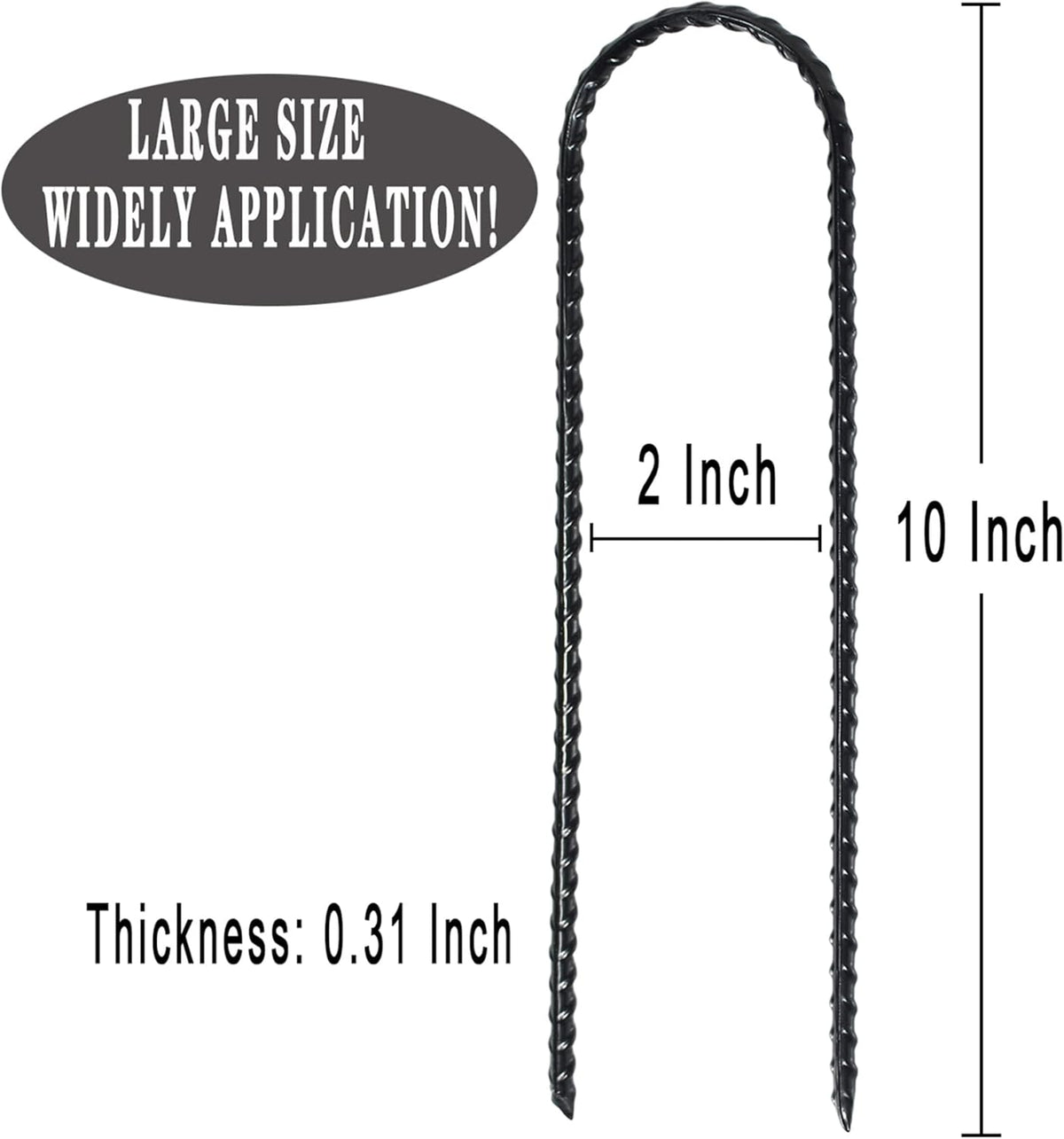10"x2" Trampolines Wind Stakes Heavy Duty U Shape Galvanized Steel Trampoline Stakes Ground Anchors