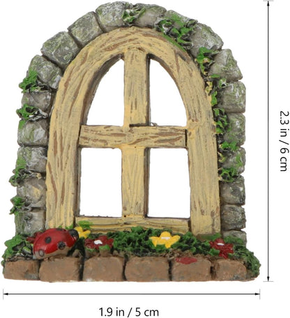 DOITOOL 2Pcs Miniature Fairy Garden Window,Artificial Window Ornament Miniature Fairy Doors Gnome