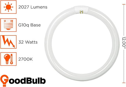 GoodBulb 32-Watt 12 Inch T9 Fluorescent Circline Light Bulb | 2700K Warm White Light Color | G10q