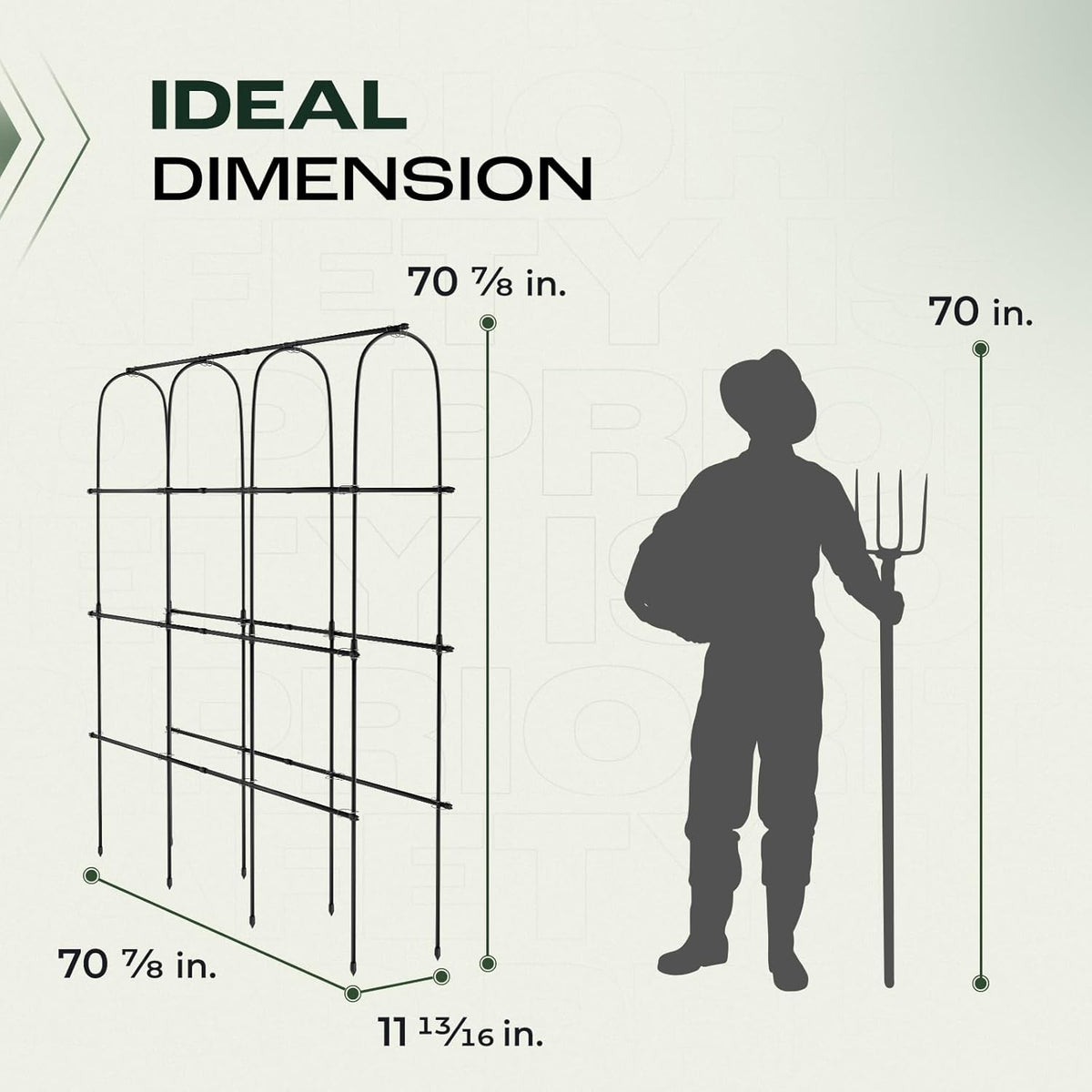 Idzo Arched Trellis for Raised Garden Bed, 70in Stainless Steel Tunnel Vegetable Trellis w PE