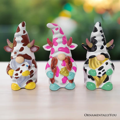 Spring & Summer-Themed Garden Statues – Adorable Outdoor Decor for Lawn, Patio & Porch (Cow Gnome