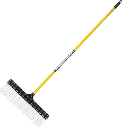 THE GROUNDSKEEPER II Rake 55-inch Lightweight Fiberglass Handle, 21-inch Head, Durable Steel Tines