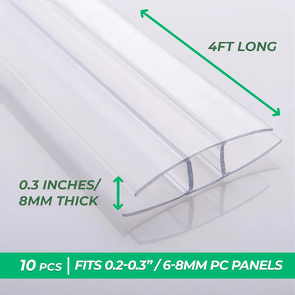 Greenhouses Polycarbonate Greenhouse Panels Connectors - Fit 6mm or 8mm Twin-Wall Polycarbonate