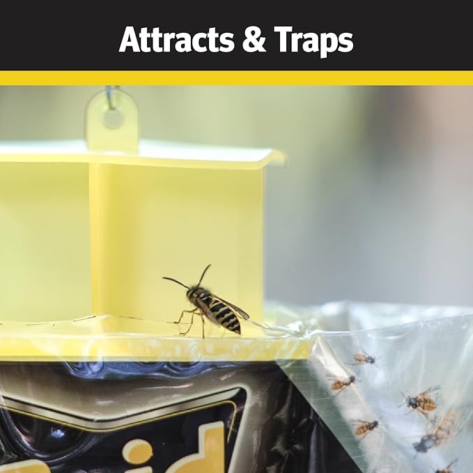Raid Yellow Jacket, Wasp & Hornet Trap, 6 Pack, Disposable, Convenient, Hanging Fly Trap Bags with