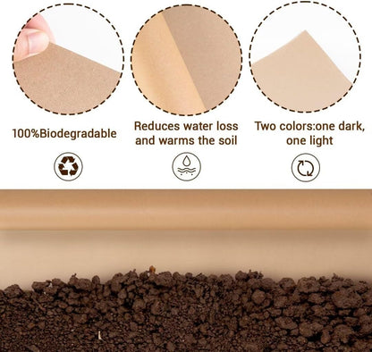 4 x 50 Ft Biodegradable Paper Weed Barrier Heavy Duty Biodegradable Landscape Fabric Garden Bed