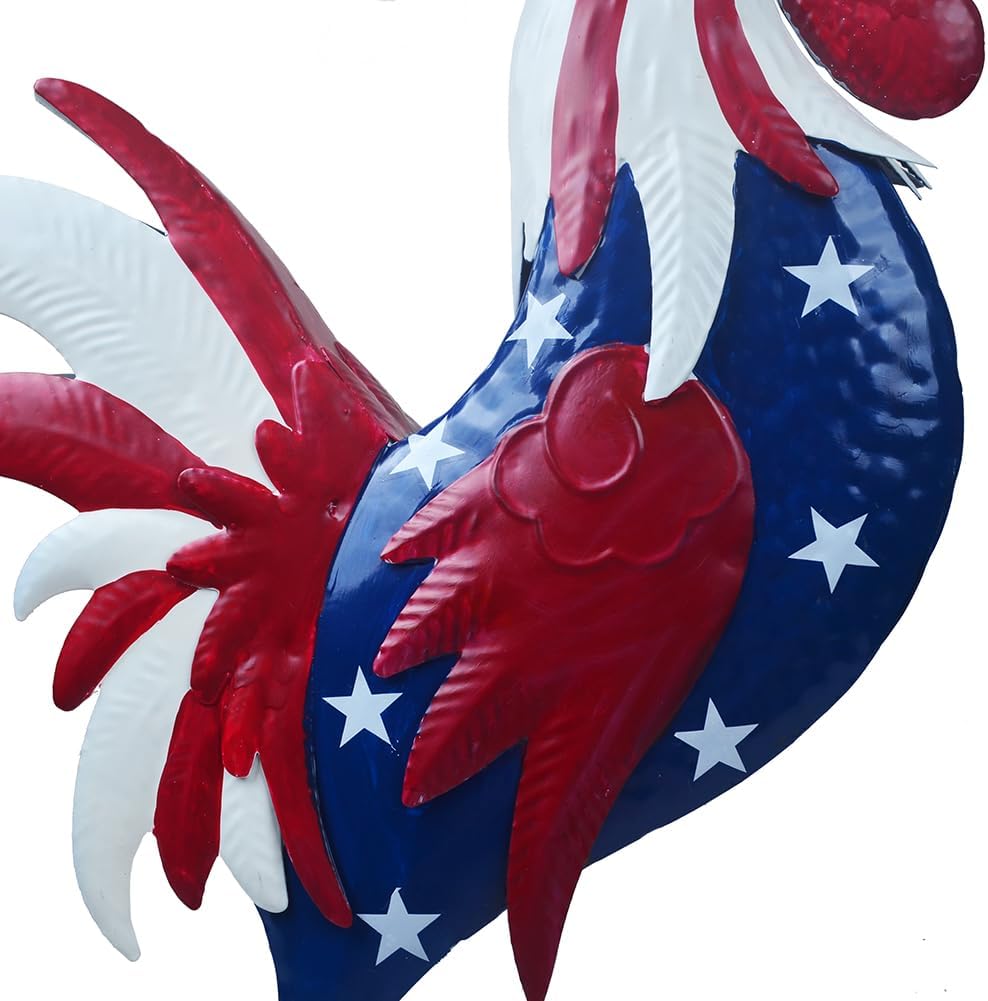 Rooster Statue Creative Chicken Animal Sculpture Garden Decoration Metal Yard Art for Patio Lawn