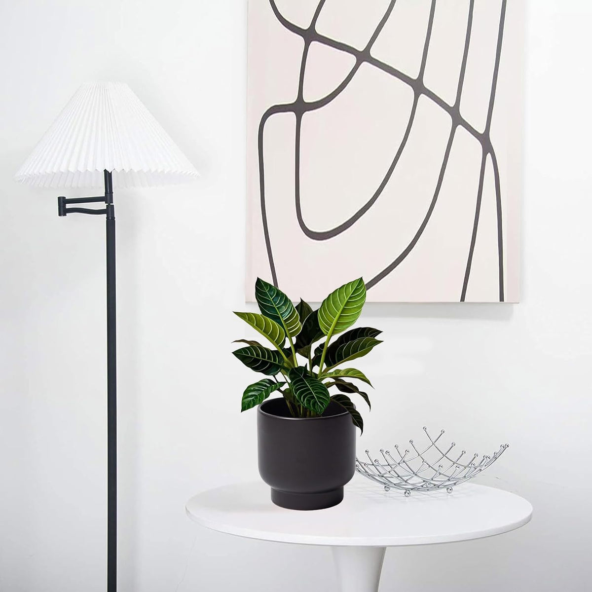 LB Black Ceramic Plant Pot for Indoor Plants, Succulent Planters Ceramic Plant Pots, Modern Flower