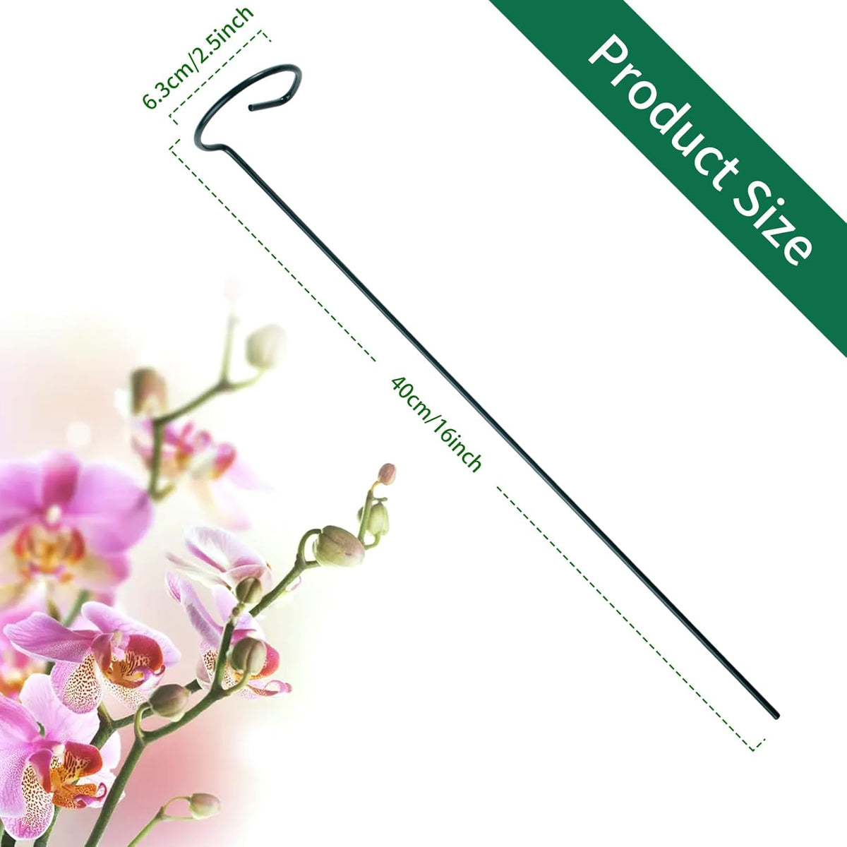 12 Pack Plant Support Stakes with 24 Pcs Plant Clips, Garden Single Stem Support Stake, Plant Cage