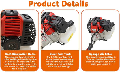 10 in 1 Garden Hedge Trimmer Combo, 52CC 2-Stroke Multi-Functional Garden Trimming Tool Gas Powered