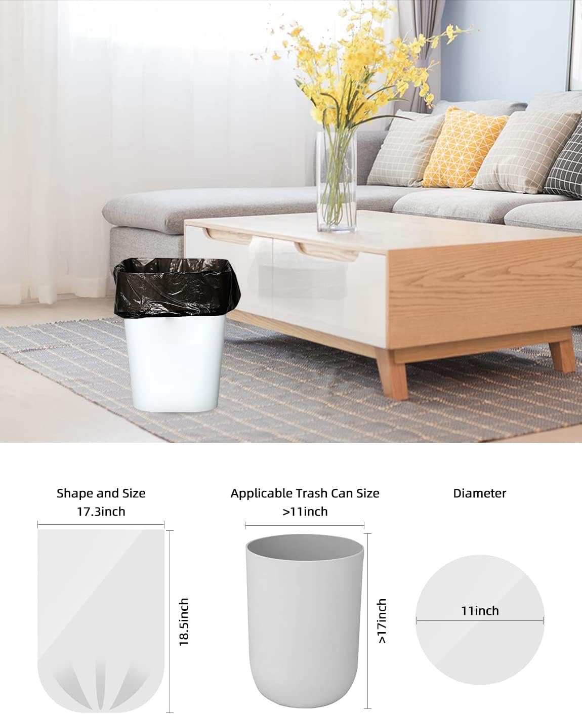 Small Trash Bags 80 Counts, Waikas Garbage Bags for Bathroom Car Mini Trash Can, Plastic Bag for