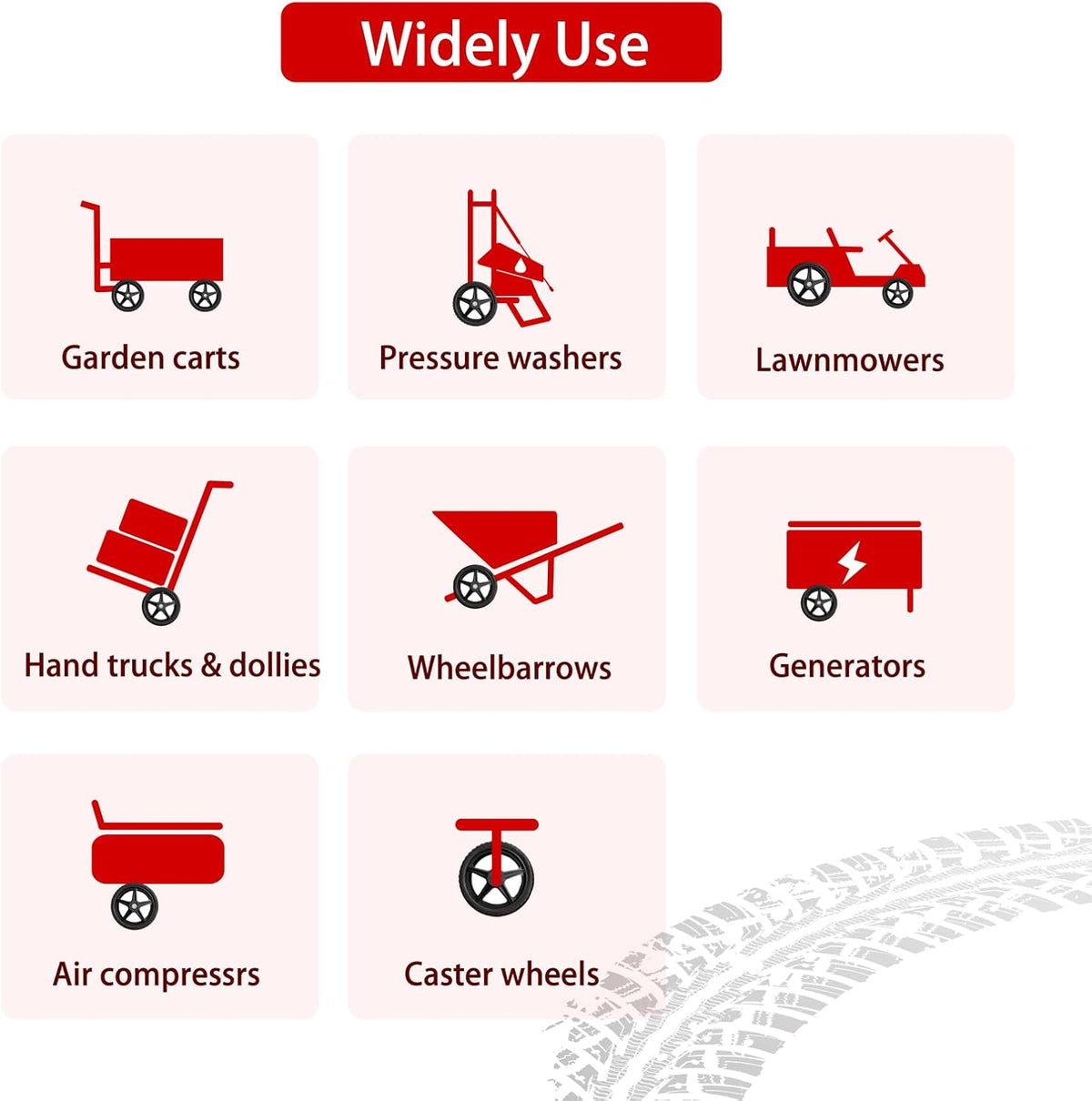 Parts Camp 12" Lawn Mower Wheels Kits 12 x 1.75'' Spoked Plastic Wheel and Tire For Push Mower