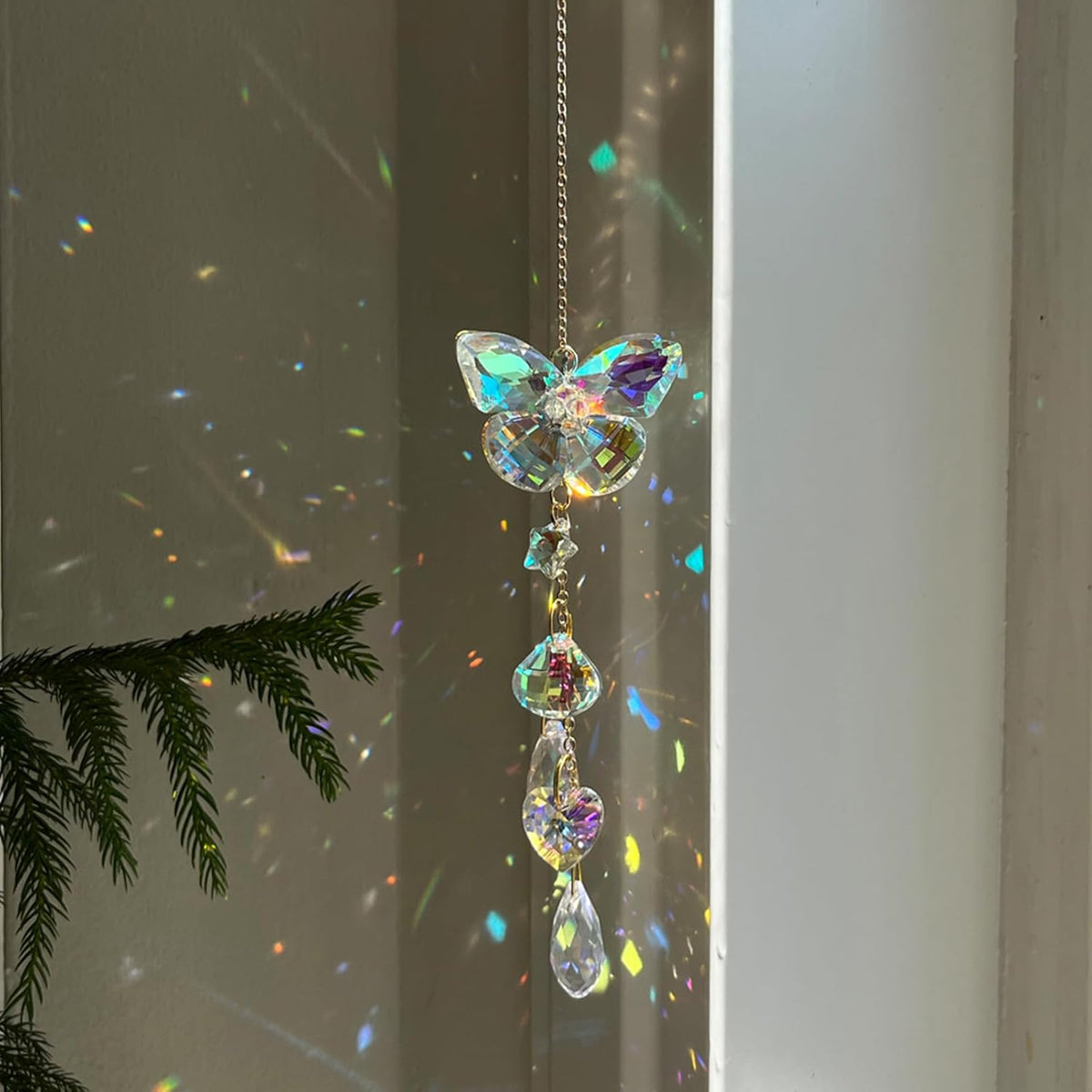 Crystal Butterfly Suncatcher for Windows Hanging Prism Ornament Indoor Rainbow Maker Home Sun