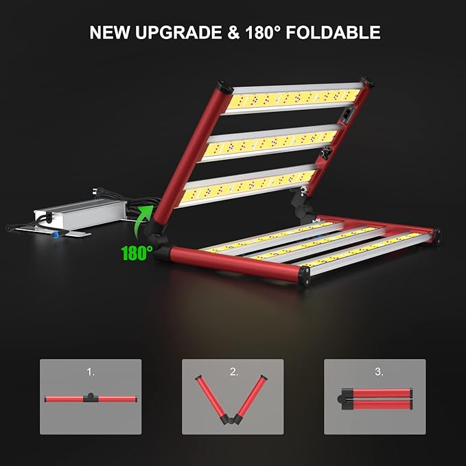 AGLEX 330W Led Grow Lights, Full Spectrum Grow Light with UV IR, Daisy Chain Foldable & Dimmable