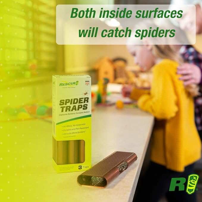 RESCUE! Spider Traps – Catches Brown Recluse, Hobo Spiders, Black Widows & Wolf Spiders - 3 Pack (9