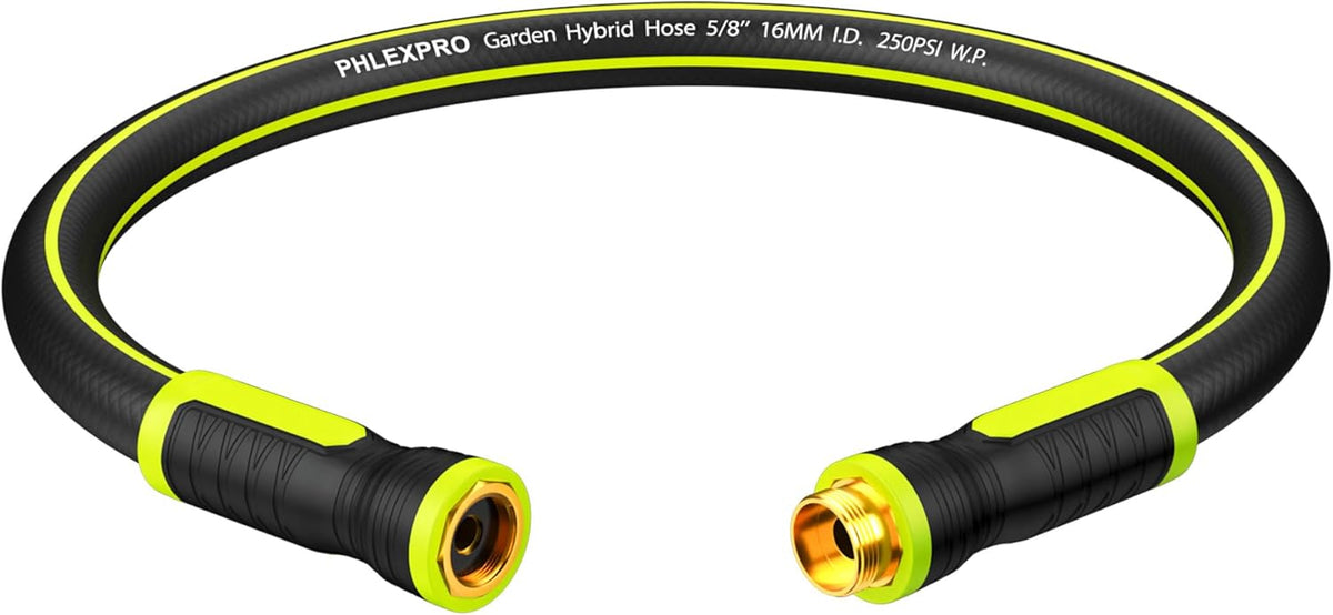 Garden Hose 3FT - PHLEX PRO Water Hose Heavy Duty Premium 5/8'' Rubber 3-Layer, Innovation Flexible