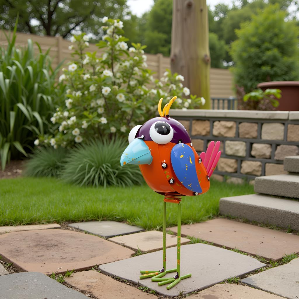 Metal Sparrow Garden Statue -Sparrow Decor Outdoor Sculptures -Garden Decor for