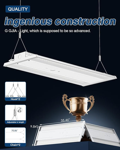 LED Linear High Bay Light 4-Pack, 300W 45000LM 0-10V Dimmable 5000K Daylight, Adjustable High Bay