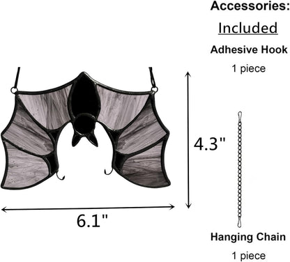 Stained Glass Bat Decor Window Hangings Ornament, Gothic Bat Suncatcher Halloween Decorations