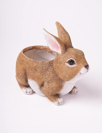 HAUCOZE Rabbit Planter Gifts Statue Animal Sculpture Decor Modern Figurine Arts Polyresin 8.7inch