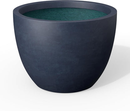 Kante 17.3 Inch Round Concrete Planter - Classic Large Indoor/Outdoor Plant Pot with Drainage Hole
