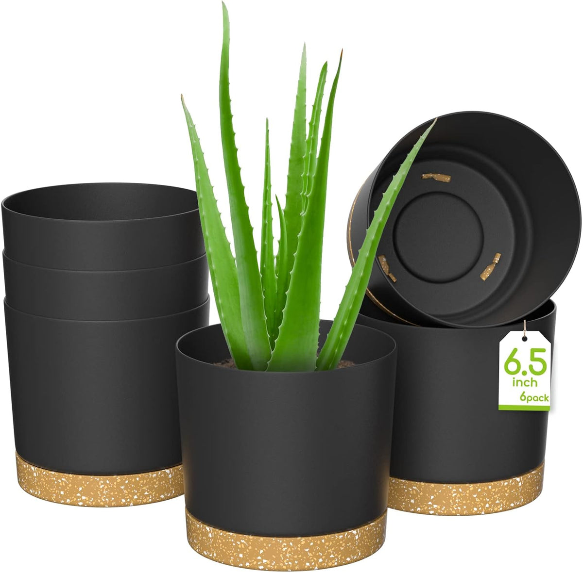 ZMTECH Plant Pots, Set of 6 6.5'' Self Watering Plastic Planter with Drainage Hole and