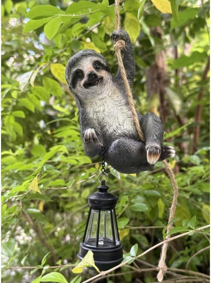 Sloth Garden Decor Cute Wild Animal Outdoor Sculpture Resin Climbing Twine with LED Light