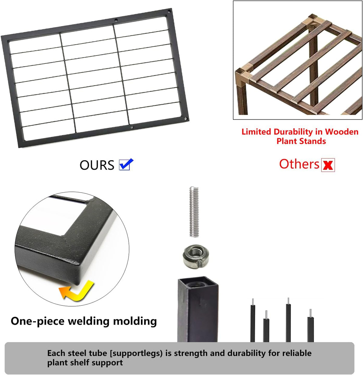 Twhep 5-Tier Iron Plant Stand - Modern Multi-Functional Shelf for Balcony & Garden