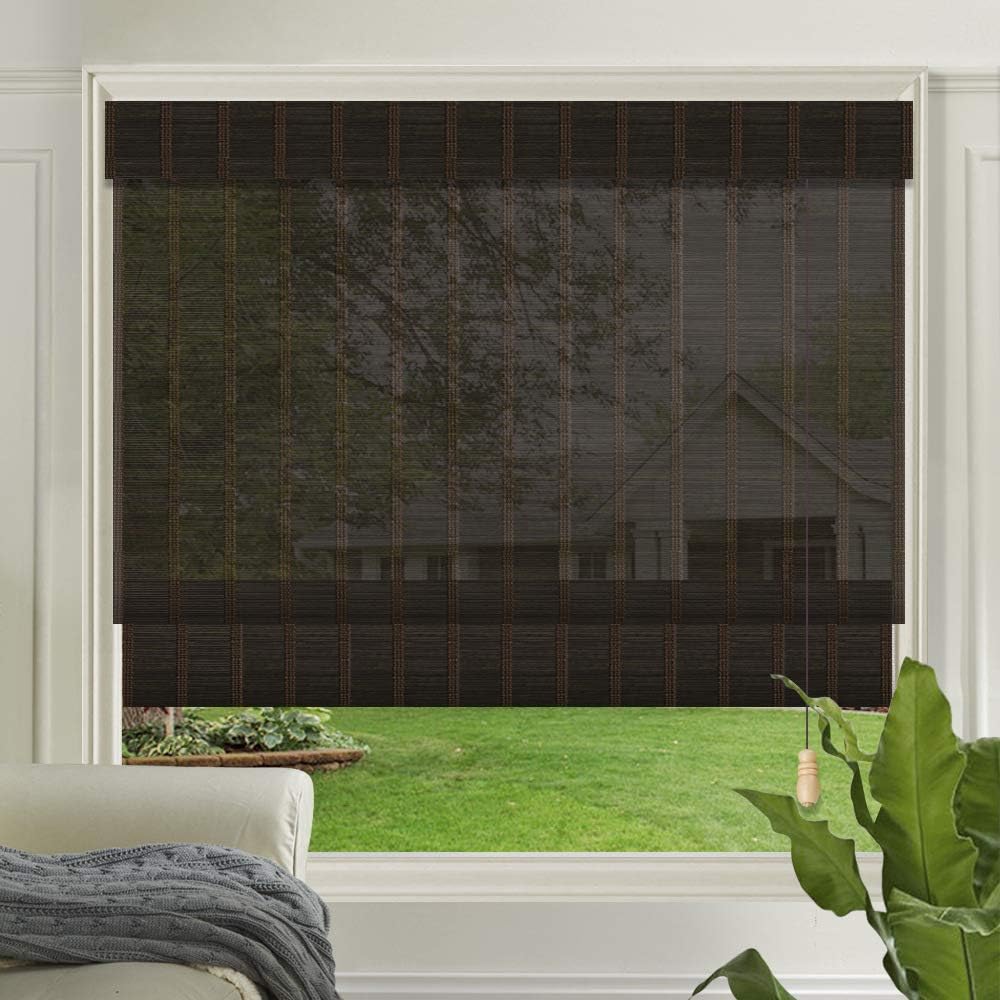 LETAU Wood Window Roman Shades, Bamboo Light Filtering Window Blinds for Indoor Home, Office