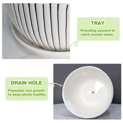 Hlukana Ceramic Plant Pots Set of 3, 6.75/5.6/4.2 inch Planters with Drainage Holes and Saucer