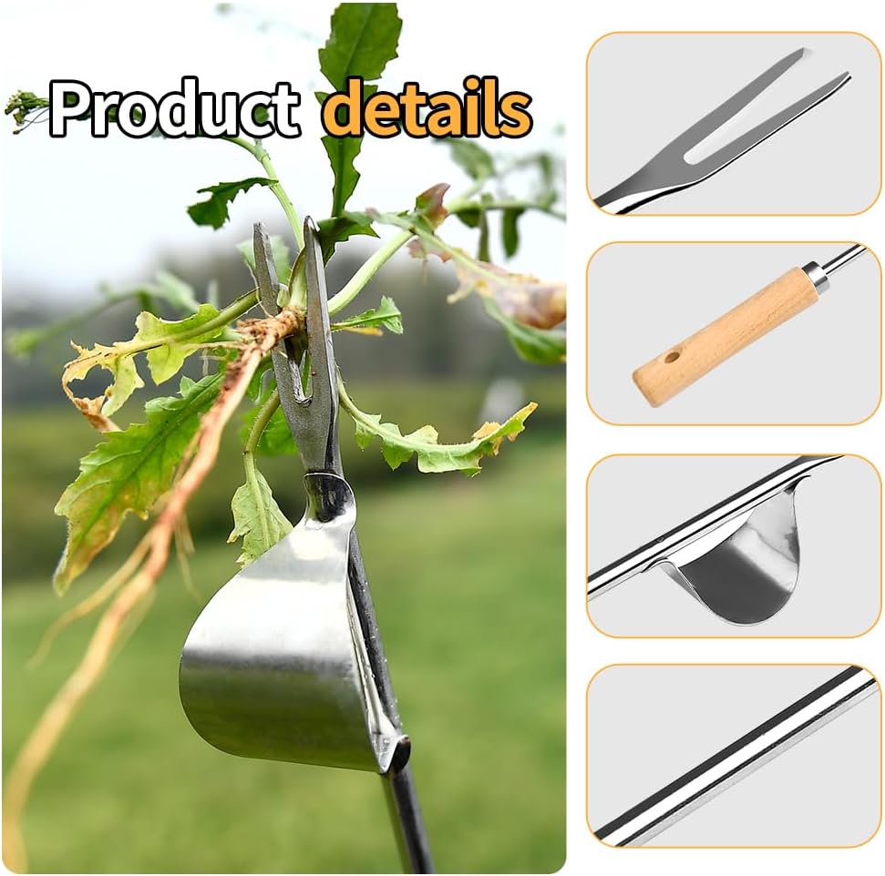 Hand Weeder Tool, Stainless Steel 2 Pcs Weeder Tool for Garden and Farm,Weeding Tool for