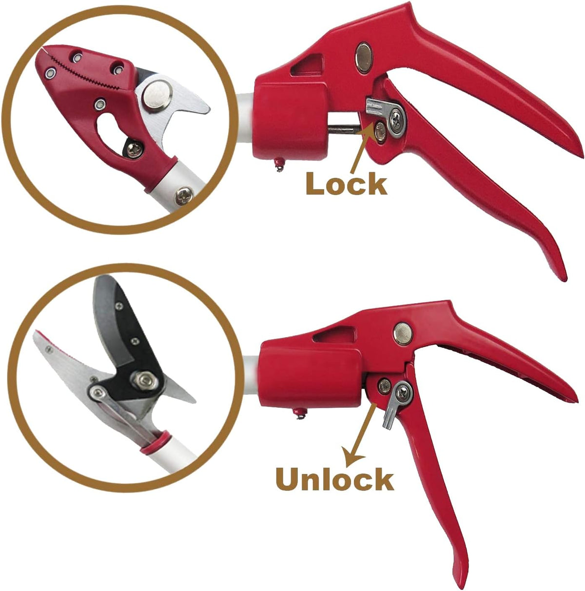4 Feet Cut and Hold Tree Pruner, Rotation Pole Tree Trimming, Long Reach Fruit Picker, Branches
