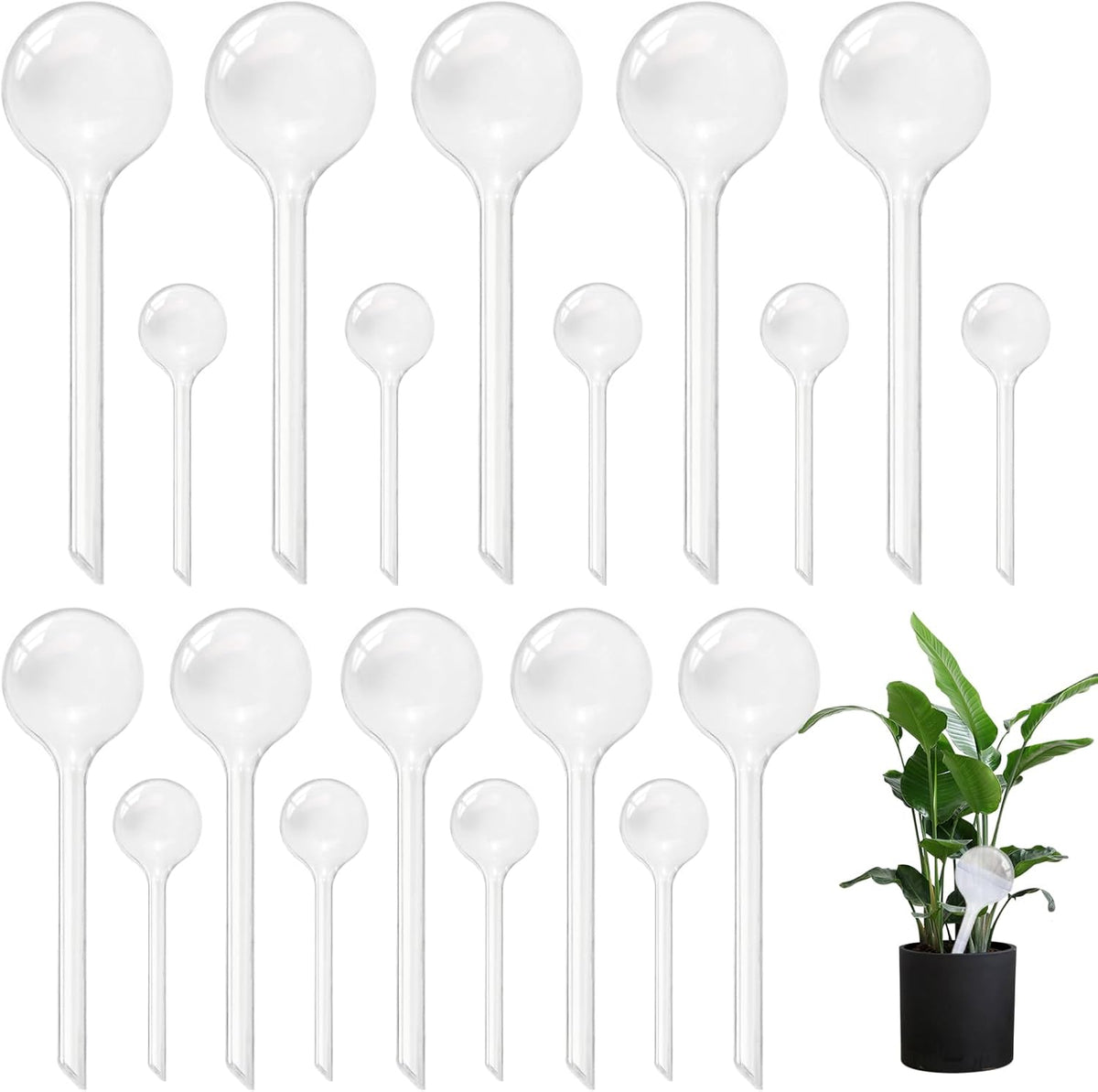 20 PCS Clear Plant Watering Globes,Plastic Self-Watering Bulbs,Self Watering Planter Insert Plant