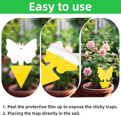 60 Pcs Classic Sticky Traps for Fungus Gnat (Plants), Fruit Fly, Whitefly, and Fly, Yellow Sticky