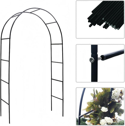 Garden Arch, Outdoor Flower Garden Arch Trellis, Sturdy Steel Arbor for Climbing Plants, Wedding