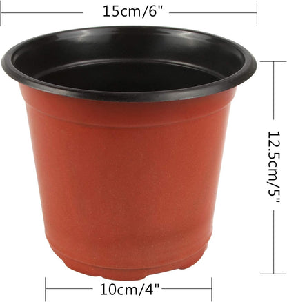 Augshy 130 Packs 6 Inches Plastic Plant Nursery Pots, Seed Starting Pot Flower Container for