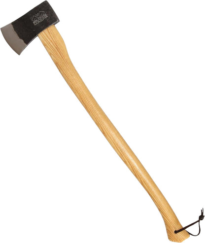 Prandi Axes Yankee C45 Forged Carbon Steel Hatchet - Hickory Handle with Leather String - Ideal for